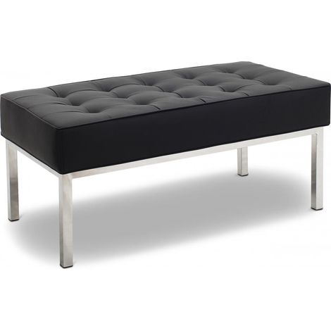 Banc Design - 2 places - Revêtement en cuir - Konel Noir (1/3)