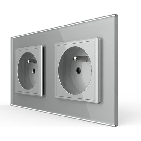 Prises de courant alternatif Panneau en verre cristal standard français nouveau prise murale,VL-C7C2FR-15 (1/5)