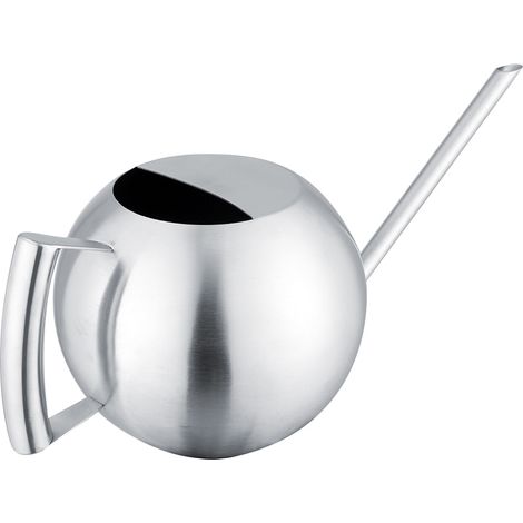 Gießkanne aus Edelstahl, 1000 ml, langer Ausguss, runder Gießkopf, für Zimmerpflanzen, Garten und Terrasse. (1/5)