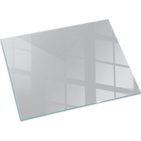 Piastra per Camino di Vetro Temperato Protezione per Caminetto dal Calore Resistente a Scintille e Graffi Colore Grigio chiaro 80x60 cm (1/5)