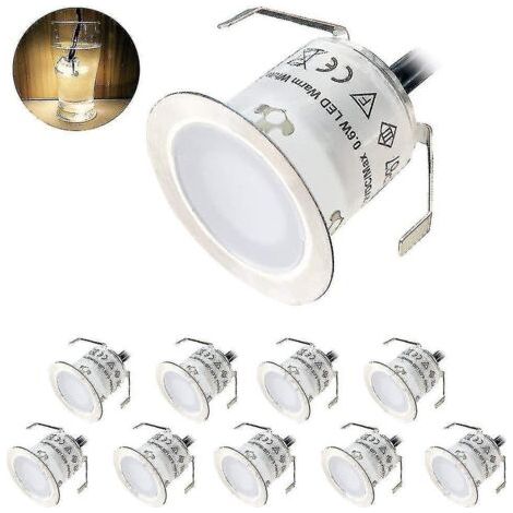 Set of 10 recessed LED spotlights for terrace, driveway or patio, cool white, IP67 waterproof, European plug. (1/3)