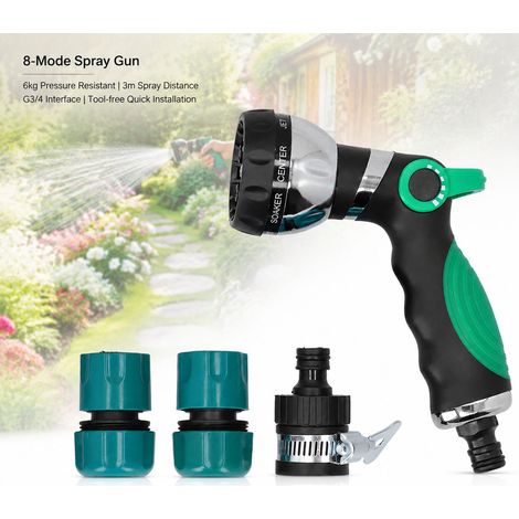 Pistola per irrigazione Toivize a 8 modalità - Ergonomica - ABS/Metallo - Ugello ad alta pressione regolabile per giardino, lavaggio auto e animali domestici (1/4)
