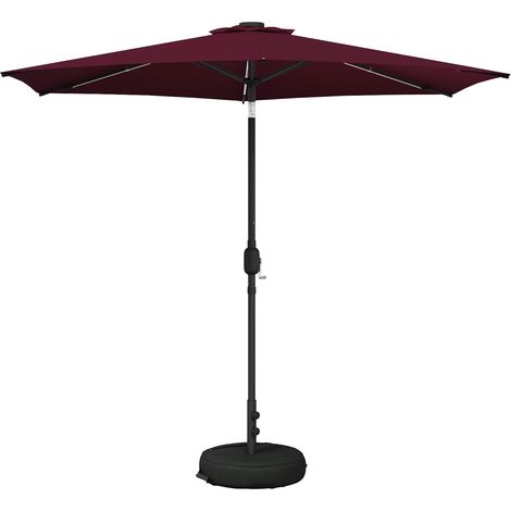 Garden Parasol with LED Lights and Base 270 x 270 cm Polyester vidaXL