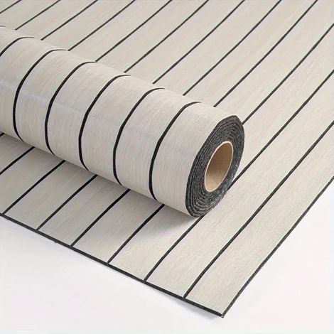 Panneaux muraux 3D autocollants, aspect bois, 3 x 0,4 m, papier peint pour salon, pelage et collage, en PVC, pour salon, cuisine, chambre à coucher (beige) (1/5)