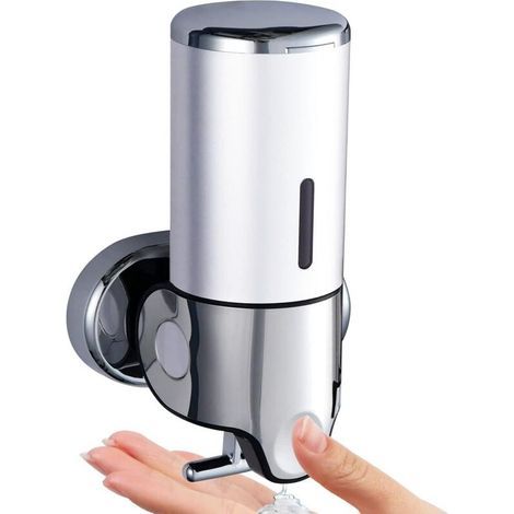 500ml Distributeur Savon, Distributeur Désinfectant pour Les Mains Mural, Distributeur Savon de Cuisine Manuel, Distributeur de Shampoing et Gel Douche, pour Hôtel de Toilette de Salle de Bain (1/4)