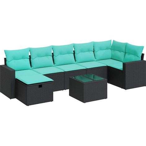 Maison Exclusive - Set Divani da Giardino con Cuscini 8 pz Nero in Polyrattan (1/5)