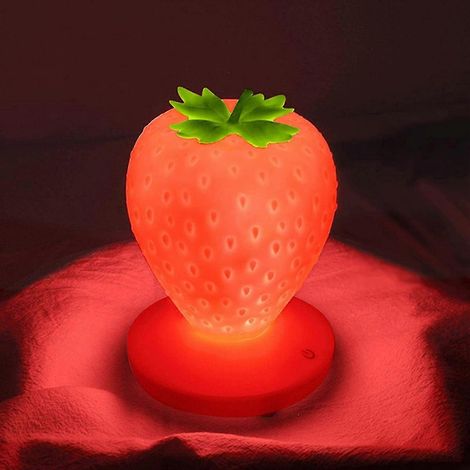 Erdbeer-Nachtlicht, niedliche Silikon-Erdbeerlampe, LED-Nachtlicht mit Farbwechsel, 3 Modi per Touch-Bedienung, ideal für Geburtstag, Weihnachten und mehr (rot) (1/4)