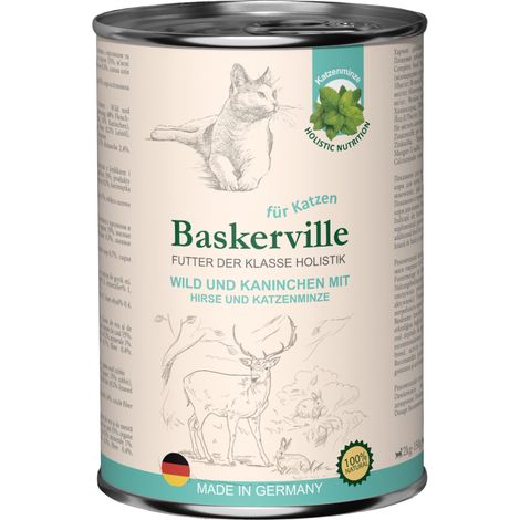Baskerville Super Premium Cibo umido per gatti adulti Cervo Coniglio 400g (1/2)
