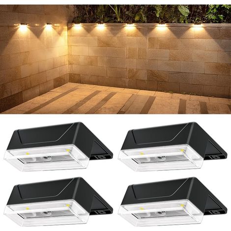 Lampe Solaire Exterieur Applique: Lot De 4 LED lumiere Murale Jardin - IP65 Étanche Avec 8 luminaire Modes - Éclairage coloré Puissant Pour Clôture Patio Terrasse Cour (4 pack) (1/5)