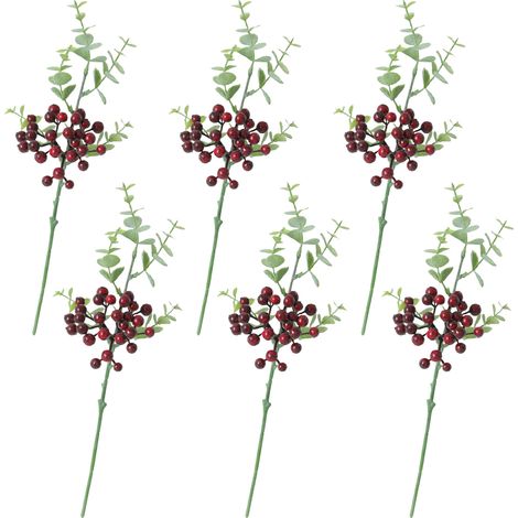 (6 Beeren pro Beutel. Preis inkl. 0,3 Yuan Verpackungskosten) (Rot) 6 künstliche Eukalyptusbeeren, Glücksfrüchte, dekorativer Strauß kleiner Beeren (1/3)