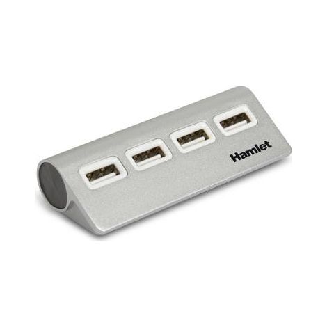 Hamlet XHUB4020AL Schnittstellen-Hub USB 2.0 480 Mbit/s Aluminium (1/5)
