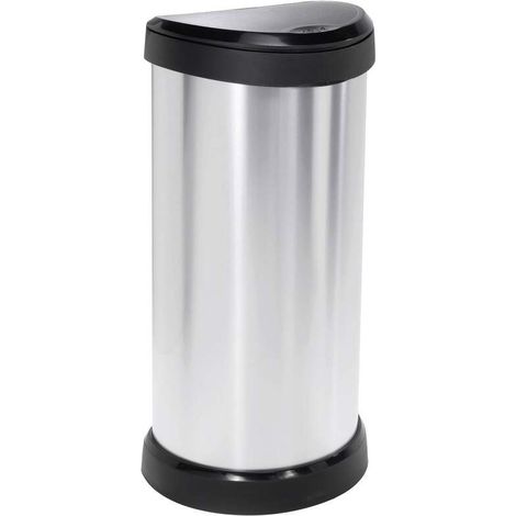 [GEBRAUCHT] B-Ware Curver Mülleimer Abfalleimer Deco 40l Handtuchheizkörper silber schwarz (1/2)