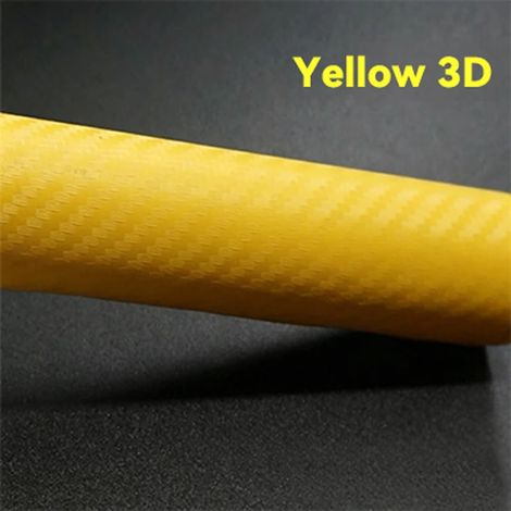 (JAUNE - 50 x 150 cm) Film adhésif vinyle imitation fibre de carbone 3D imperméable, large, pour voiture et moto. Convient pour la personnalisation de votre véhicule. (1/4)