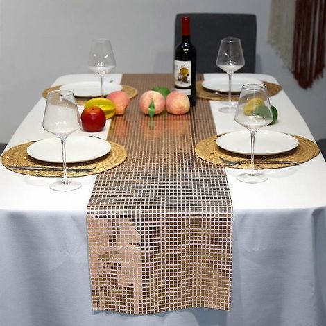 Chemin de table à paillettes et carreaux effet disco 30x275cm, décoration européenne pour mariage, fête ou Nouvel An ( ) (1/3)