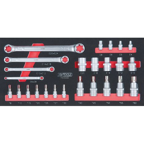 KS Tools - Module de douilles ULTIMATE et clés TORX® 1/4 - 1/2, 25 pièces - 713.5008