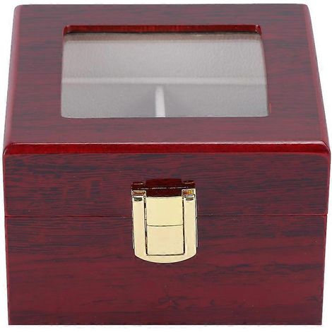 Boîte de rangement pour montres en bois à 2 compartiments avec fenêtre transparente (rouge) (1/5)