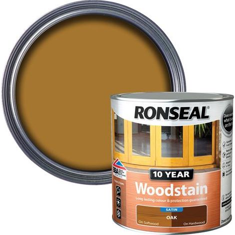 Ronseal 10 Year Exterior Woodstain in Oak - 750ml, Long-Lasting Weatherproof Finish