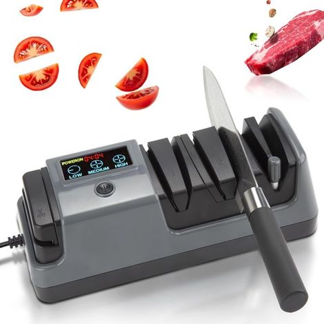 Aiguiseur de Couteaux Électrique 3 Étapes pour Couteaux de Cuisine, Écran LCD, Diamant Abrasif, Vitesse de Rotation Réglable, Prise (1/5)