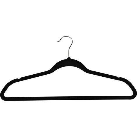 Cintres en flocage, lot de 10, noir, taille (44,5 22,5 0,5 cm). Porte - accessoires, crochet 360º, gain de place, encoche pour robe, porte - manteau antidérapant, pour tous les types d (1/5)