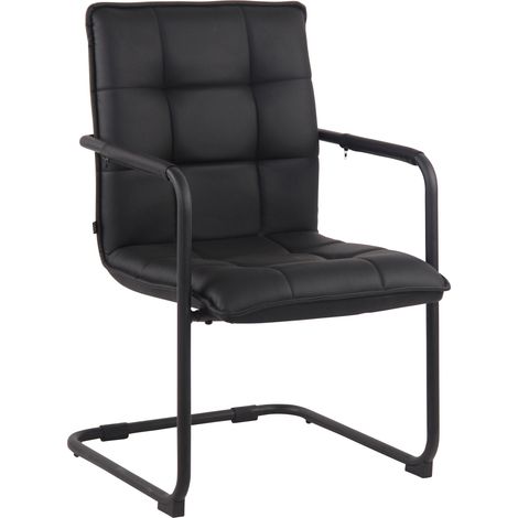 Sedia visitatore da ufficio senza ruote in materiale sintetico nero con struttura in metallo nero BUR10479