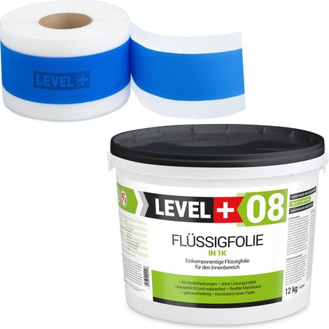 LEVEL+ Dichtset für Duschabdichtung Bad Dichtband Flüssigfolie 12kg SET309 (1/4)