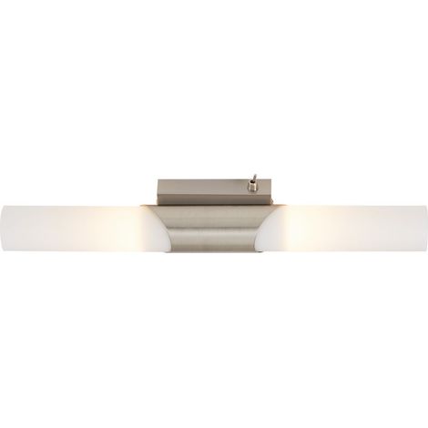 Spiegelleuchte Wandleuchte Kippschalter 2xE14 40W silber Metall-Glas Briloner (1/4)