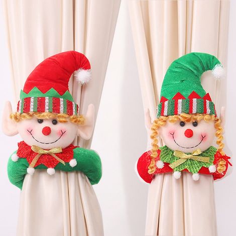 Attache De Rideau - Elfes De Noël En Velours Doré - Décoration Festive Pour Fenêtres Portes Arbre De Noël - Lot De 1 (1/5)