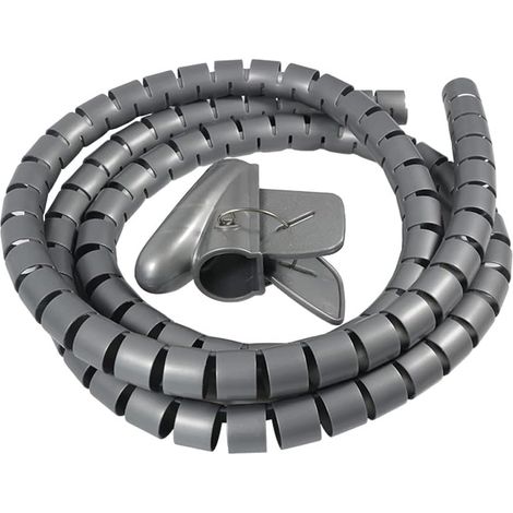 1 Gaine Spirale 16mm, Tube Flexible PE Gris, Protection Câble Électrique, Organisation Fils Maison Auto