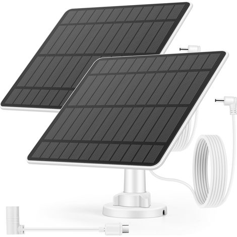 5W Panneau Solaire pour Caméra de Surveillance Extérieure, Compatible avec Caméra Spotlight Cam Pro, Connecteur Baril Vers Adaptateur USB-C, Câble 4M, IP65 Étanche 2 Pack (1/5)