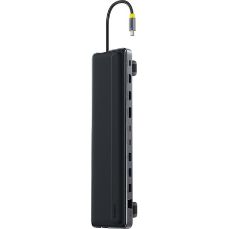 Hub 12-in-1 con docking station USB-C, HDMI, DisplayPort, USB-A, SD/microSD e RJ45 PD - Grigio