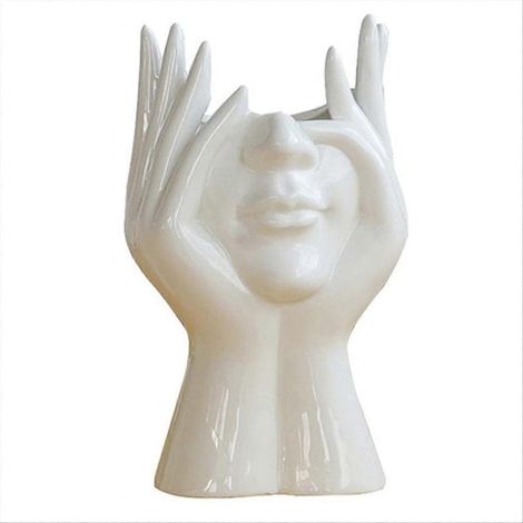 Vase nordique en céramique, demi-visage de femme, B (1/5)