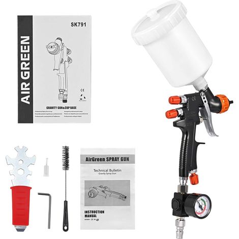 Pistolet de Pulvérisation à Alimentation par Gravité HVLP Pistolet à Peinture Pneumatique Buse de 1,3 mm 600CC Coupe de Mélange de Peinture Aérographe (1/5)