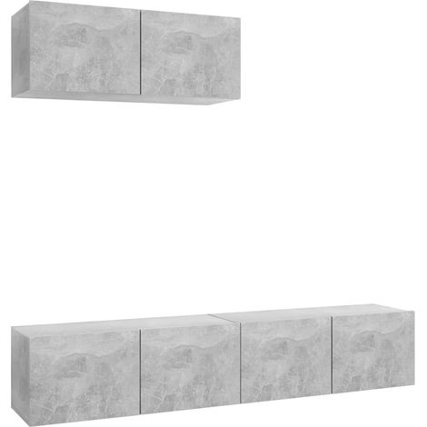 Mobile TV multimediale scaffale per televisione credenza televisione sala da pranzo soggiorno camera da letto 3 pezzi pannelli in MDF grigio 020028661