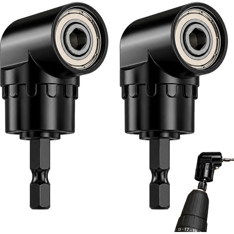 2PCS Tournevis Porte Adaptateur 105° 1/4" Renvoi D'angle pour Visseuse et Perceuse, Perceuse D'angle Droit Adaptateur Hex Magnétique pour Espaces Etroits, Vissage et Perçage Précis (1/5)