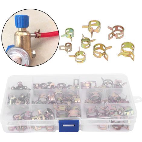 Assortiment de 80 colliers de serrage galvanisés à ressort pour tuyaux de 6 à 15 mm (1/5)