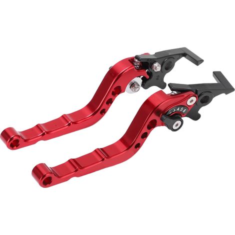Levier d'embrayage et de frein de moto, pièces universelles en alliage d'aluminium usiné CNC, rouge (1/5)