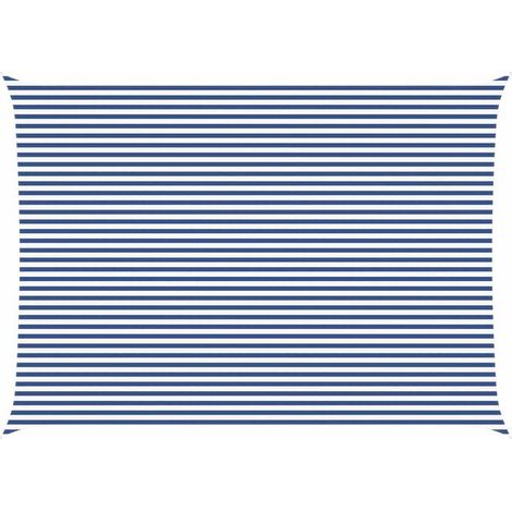 Voile d'ombrage bleue et blanche, 7 x 5 mètres, 100% polyester Oxford. (1/5)