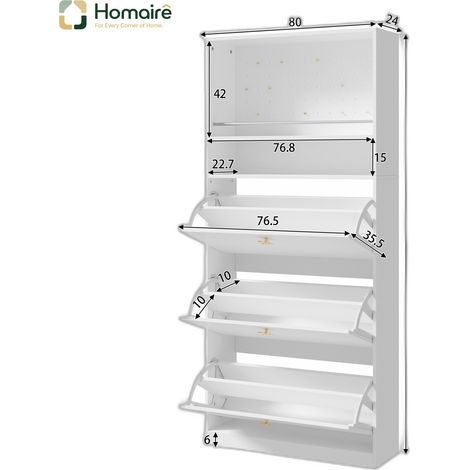 Flur- Garderobenschrank weiß aus Polyester 80 x 24 x 178.5 cm HOMAIRE (1/5)