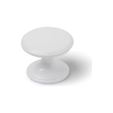 Boutons de meubles ronds en zamak peint - Lot de 4 - Blanc - H.27 x l.33 x P.33 mm (1/4)