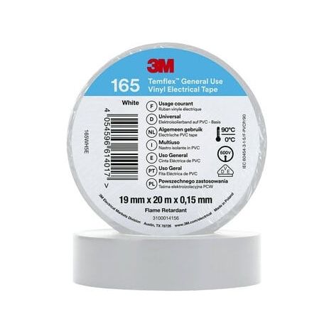 Cinta Aislante Temflex 165 PVC 19mm x 20m 3M 7100184800 Blanco