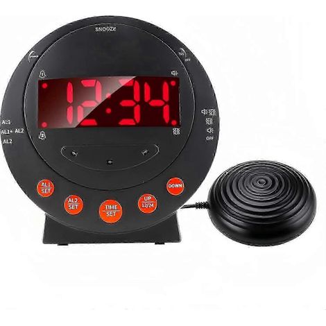 Réveil à vibration ultra-puissante, double réveil vibrant, réveil numérique avec vibreur de lit - (1/5)