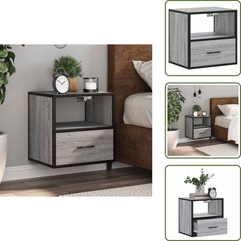 The Living Store Wand-Nachttisch Grau Sonoma 40x31x39,5 cm - Wandmontage (1/5)