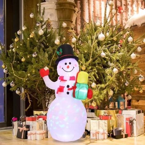 SABIR-Décoration de bonhomme de neige gonflable de 1,5 m, bonhomme de neige gonflable de Noël, bonhomme de neige avec lumière LED rotative (1/4)