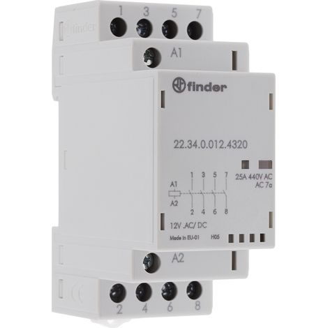 Contacteur Finder série 22 Series, 4 pôles , 25 A, 12 V ac/dc ( Prix pour 1 )