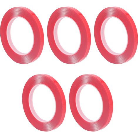 5-teiliges transparentes doppelseitiges Klebeband, hochtemperaturbeständiges Acryl, starke Haftung, rückstandsfrei, rote Folie (1/5)