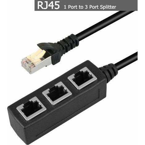 Vakuum-RJ45 Ethernet 1 à 3 Port Splitter Cable Network - avec Cat5, Cat5e, Cat6, Cat7 Adaptateur Socket (1/5)