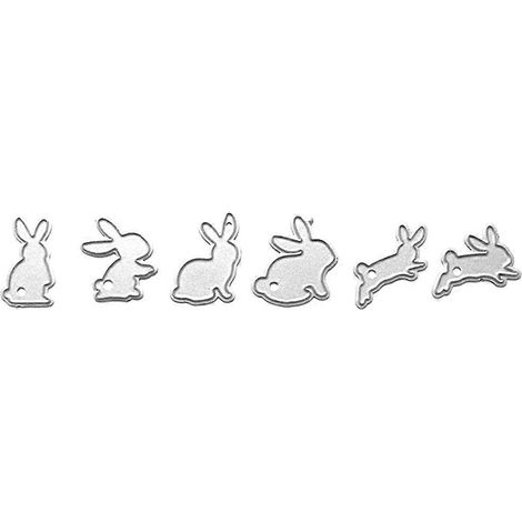 6-teiliges Set Osterhasen-Metallstanzformen, Schablonen für Scrapbooking, DIY-Alben, Stempel, Papierkartenprägung