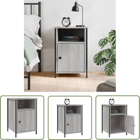 The Living Store Table de chevet sonoma gris 40x42x60 cm bois d'ingénierie - Table De Chevet - Meuble De Chambre - Armoire De Chevet - Commode - Étagère Murale (1/5)