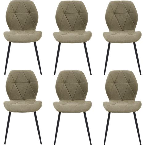 6er-Set Esszimmerstühle aus Leinen, gepolstert, ergonomisch, grün (1/5)