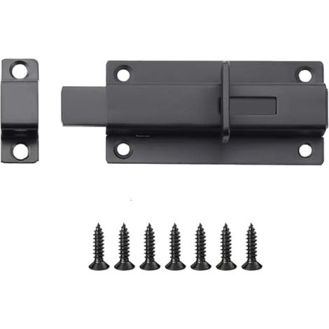 Loquet Porte Verrou de Fermoir avec Vis, Verrou Porte Exterieur Longueur 8.5 CM, Loquet Portail en Acier Inoxydable Pratique, pour Pour Portes, Fenêtres, Clôtures, Noir (1/5)